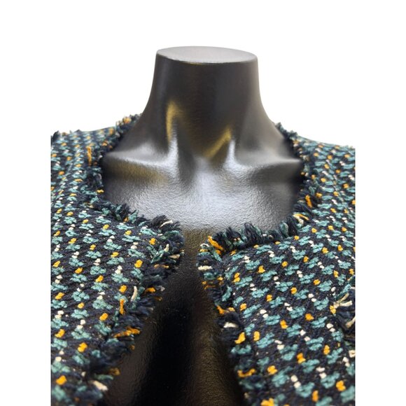 Ann Mashburn Tweed Jacket Multi-Color Frayed Edge Open Front Size M - Picture 5 of 8